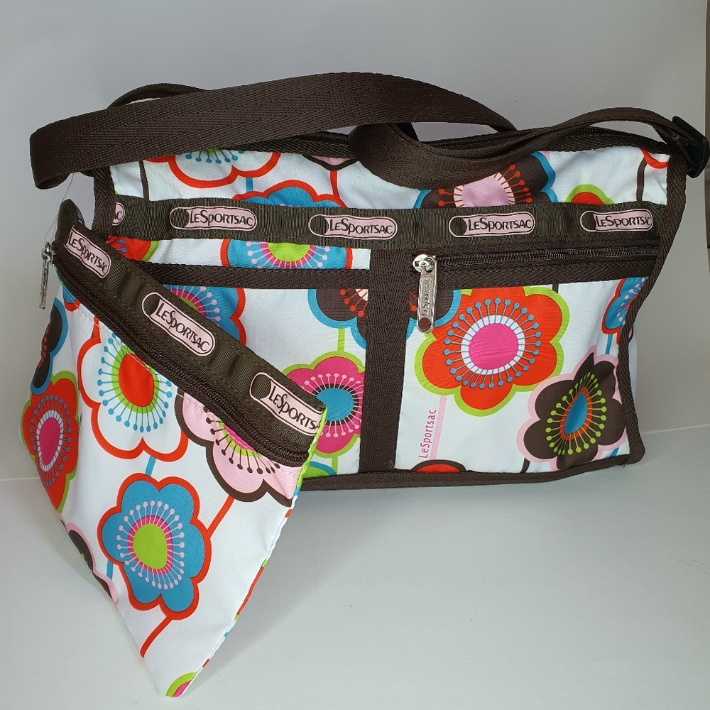 Lesportsac Graphic Flowers Classic Crossbody / Hobo Bag - Picture 1 of 12